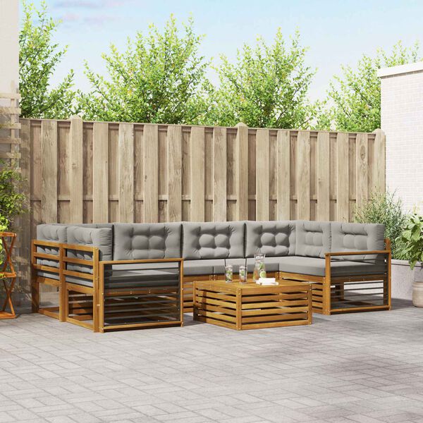 vidaXL Set de canapele de exterior 7 pcs Gri natural și deschis