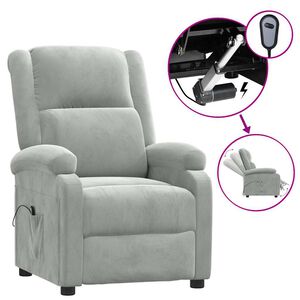 vidaXL Fotoliu rabatabil electric, gri deschis, catifea