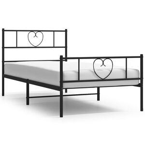 vidaXL Cadru pat metalic cu tăblii de cap/picioare, negru, 75x190 cm