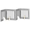 vidaXL Poartă pentru c&acirc;ini pliabilă cu suporturi 4 pcs Sonoma gri