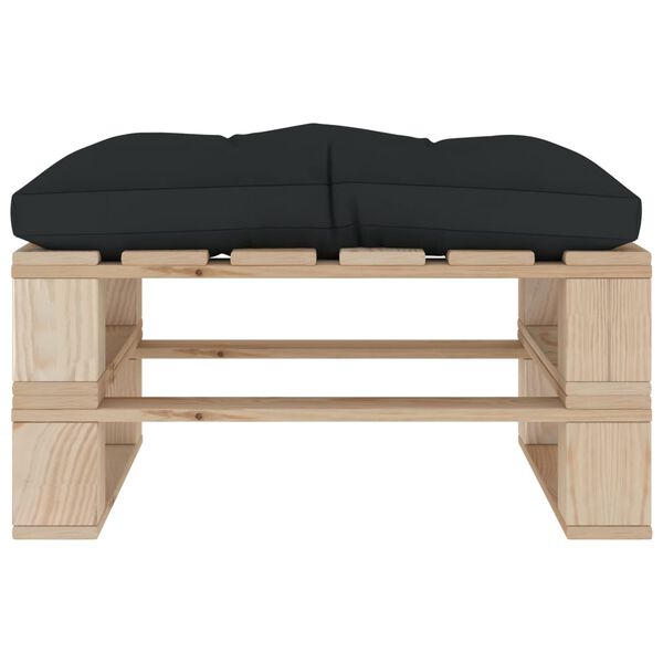 vidaXL Taburet de grădină din paleți cu pernă antracit, lemn