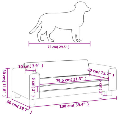 vidaXL Pat pentru câini cu extensie, gri închis, 100x50x30 cm, catifea