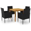 vidaXL Set mobilier de grădină, 5 piese, negru