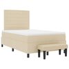 vidaXL Pat cu arcuri cu saltea cu headboard Crem 120 x 190 cm țesătură