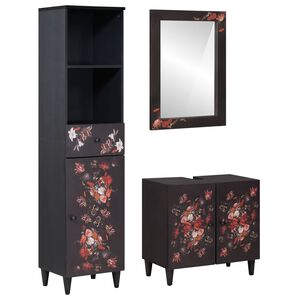 vidaXL Set dulap baie cu sertar Pe perete 3 pcs Lemn de mango solid