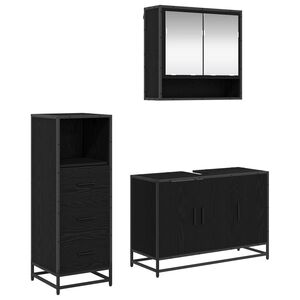 vidaXL Set de mobilier pentru baie 3 pcs Stejar Negru Lemn compozit