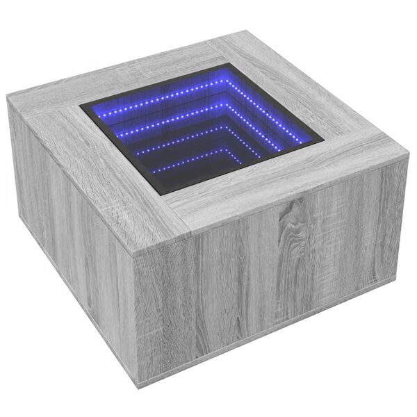 vidaXL Măsuță de cafea cu LED, gri sonoma, 60x60x40 cm, lemn prelucrat
