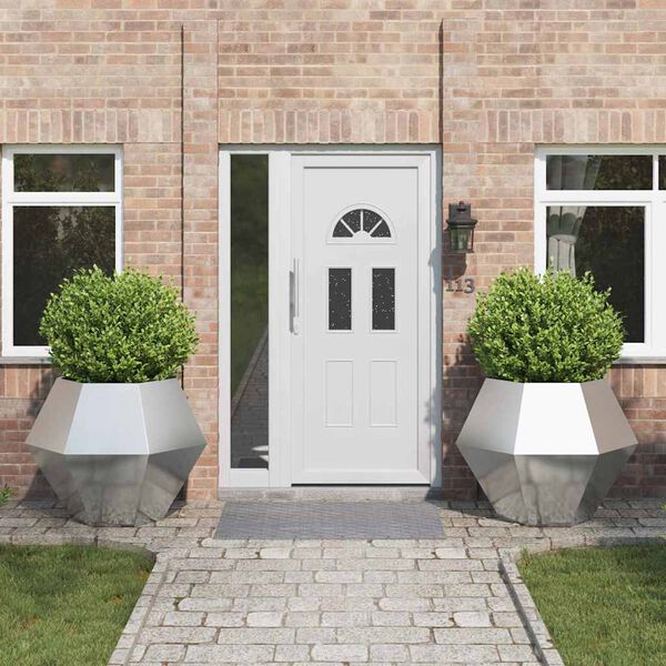 vidaXL Jardinieră 2 pcs Argintiu 100 x 100 x 80 cm Oţel inoxidabil