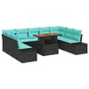 vidaXL Set de canapele pentru grădină 10 buc. Negru Rattan poli