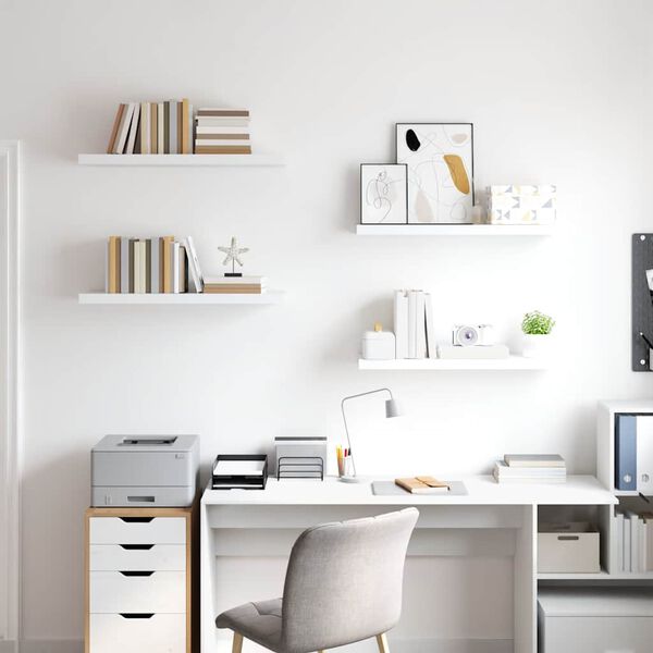 vidaXL Rafturi de perete, 4 buc., alb, 80 x 23,5 x 3,8 cm, MDF