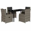 vidaXL Set mobilier de grădină cu perne, 5 piese, gri, poliratan