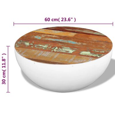 vidaXL Măsuță de cafea în formă de bol 60x60x30 cm lemn masiv reciclat