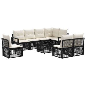 vidaXL Set de canapele pentru grădină 9 pcs Negru poliratan