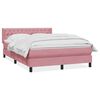 vidaXL Pat box spring cu saltea, roz, 140x210 cm, catifea