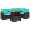 vidaXL Set mobilier de grădină cu perne, 6 piese, negru, poliratan