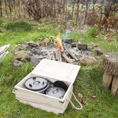 Esschert Design Set de gătit pentru camping, 7 piese, negru, FF240