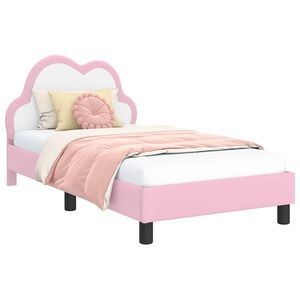vidaXL Cadru de pat pentru copii cu spătar Roz 80 x 160 cm PU