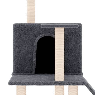 vidaXL Ansamblu de pisici, stâlpi din funie sisal, gri închis, 109 cm