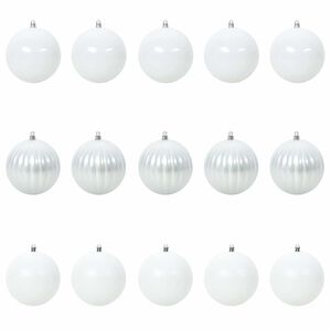 vidaXL Set De Globuri De Crăciun XL 15 buc. Alb &Oslash; 10 cm Plastic