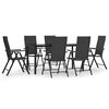 vidaXL Set mobilier de grădină, 7 piese, negru, poliratan
