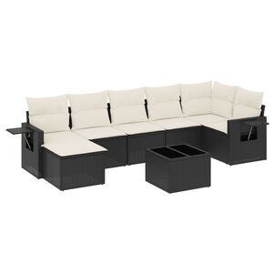 vidaXL Set mobilier de grădină cu perne, 8 piese, negru, poliratan