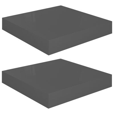 vidaXL Rafturi de perete, 2 buc., gri extralucios, 23x23,5x3,8 cm, MDF