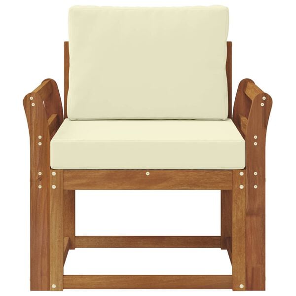 vidaXL Canapea de exterior Lemn de acacia solid și poliester natural