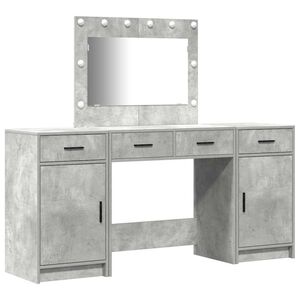 vidaXL Masă de Machiaj cu lumini de oglindă 3 pcs Gri Lemn compozit