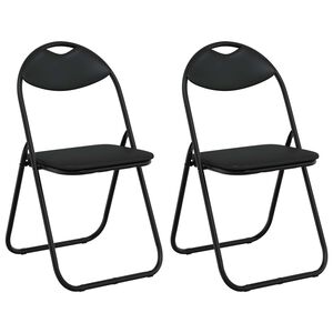vidaXL Scaun pliant 2 pcs Negru 48 x 43,5 x 81 cm Piele artificială
