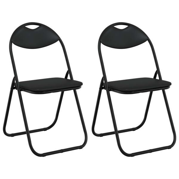 vidaXL Scaun pliant 2 pcs Negru 48 x 43,5 x 81 cm Piele artificială