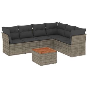 vidaXL Set canapele de grădină, 7 piese, cu perne, gri, poliratan