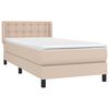 vidaXL Pat box spring cu saltea, cappuccino, 100x200cm piele ecologică