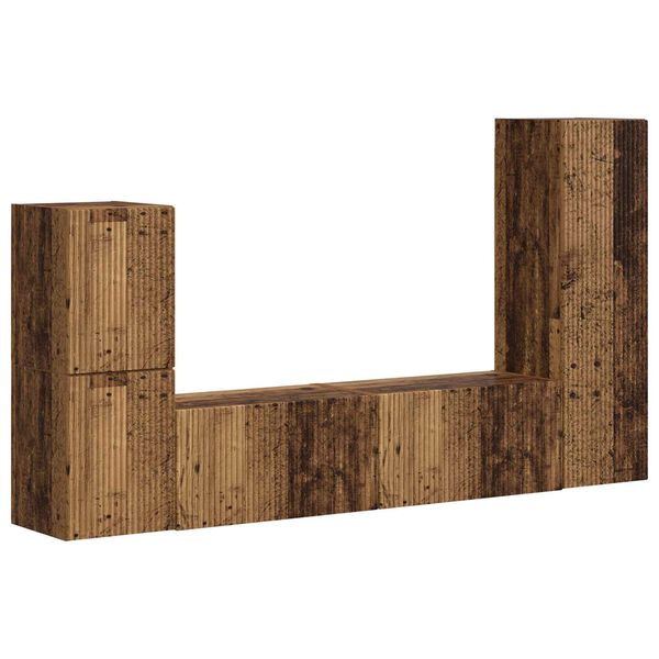 vidaXL Set comodă TV Pe perete 4 pcs Lemn vechi Lemn compozit
