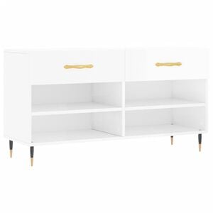 vidaXL Bancheta pantofar, alb extralucios, 102x35x55 cm, lemn compozit
