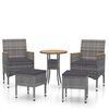 vidaXL Set mobilier de grădină, 5 piese, gri, poliratan