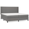 vidaXL Pat box spring cu saltea, gri &icirc;nchis, 200x200 cm, textil