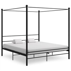 vidaXL Cadru de pat cu baldachin, negru, 180x200 cm, metal