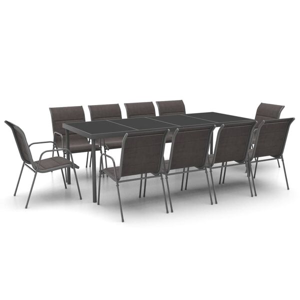 vidaXL Set mobilier de exterior, 11 piese, oțel