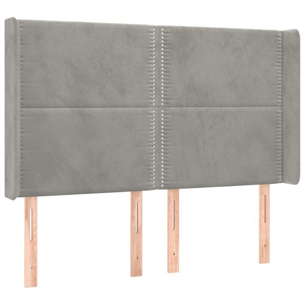 vidaXL Tăblie de pat cu aripioare gri deschis 147x16x118/128cm catifea