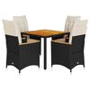 vidaXL Set mobilier de grădină cu perne, 5 piese, negru, poliratan