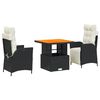 vidaXL Set mobilier de grădină cu perne, 3 piese, negru, poliratan