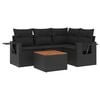 vidaXL Set mobilier de grădină cu perne, 5 piese, negru, poliratan