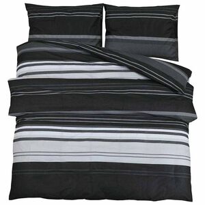 vidaXL 2 buc. 240 x 220 cm + 60 x 70 cm 100% Cotton Black Stripes