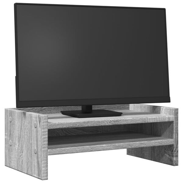 vidaXL Suport de monitor, gri sonoma, 42x24x16 cm, lemn prelucrat