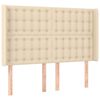 vidaXL Tăblie de pat cu aripioare, crem, 147x16x118/128 cm, textil
