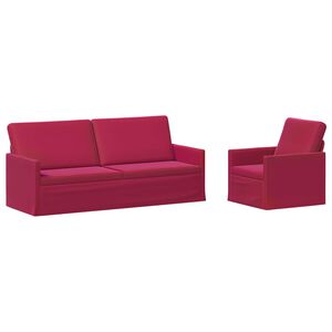 vidaXL Set de canapea 2 pcs Roșu Vin Catifea