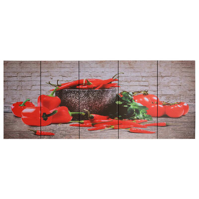 vidaXL Set tablouri din pânză, imprimeu paprika, multicolor, 200x80 cm