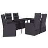 vidaXL Set de masă pentru grădină, 7 piese, cu perne, negru