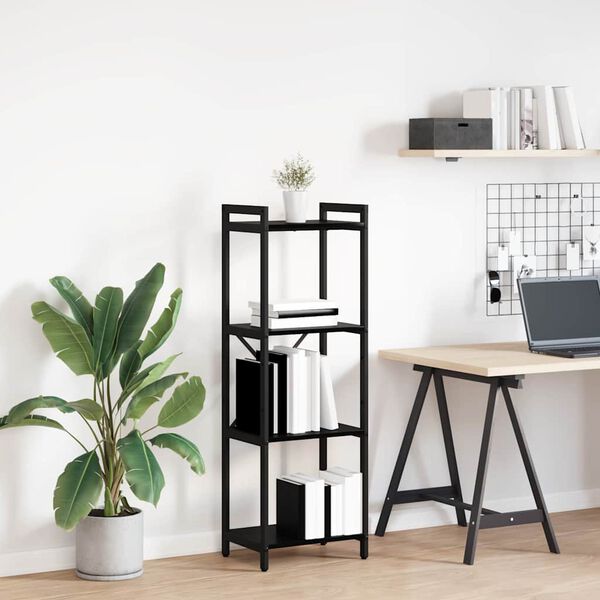 vidaXL Raft pentru cărți Stejar Negru 40 x 30 x 85 cm Lemn compozit