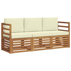 vidaXL Seturi de canapele 3 pcs Natural și Crem Lemn Solid de Acacia